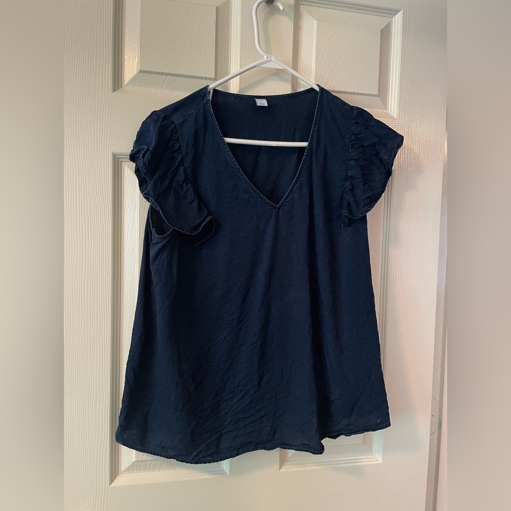 Old Navy dark denim blouse, Sz L, worn once